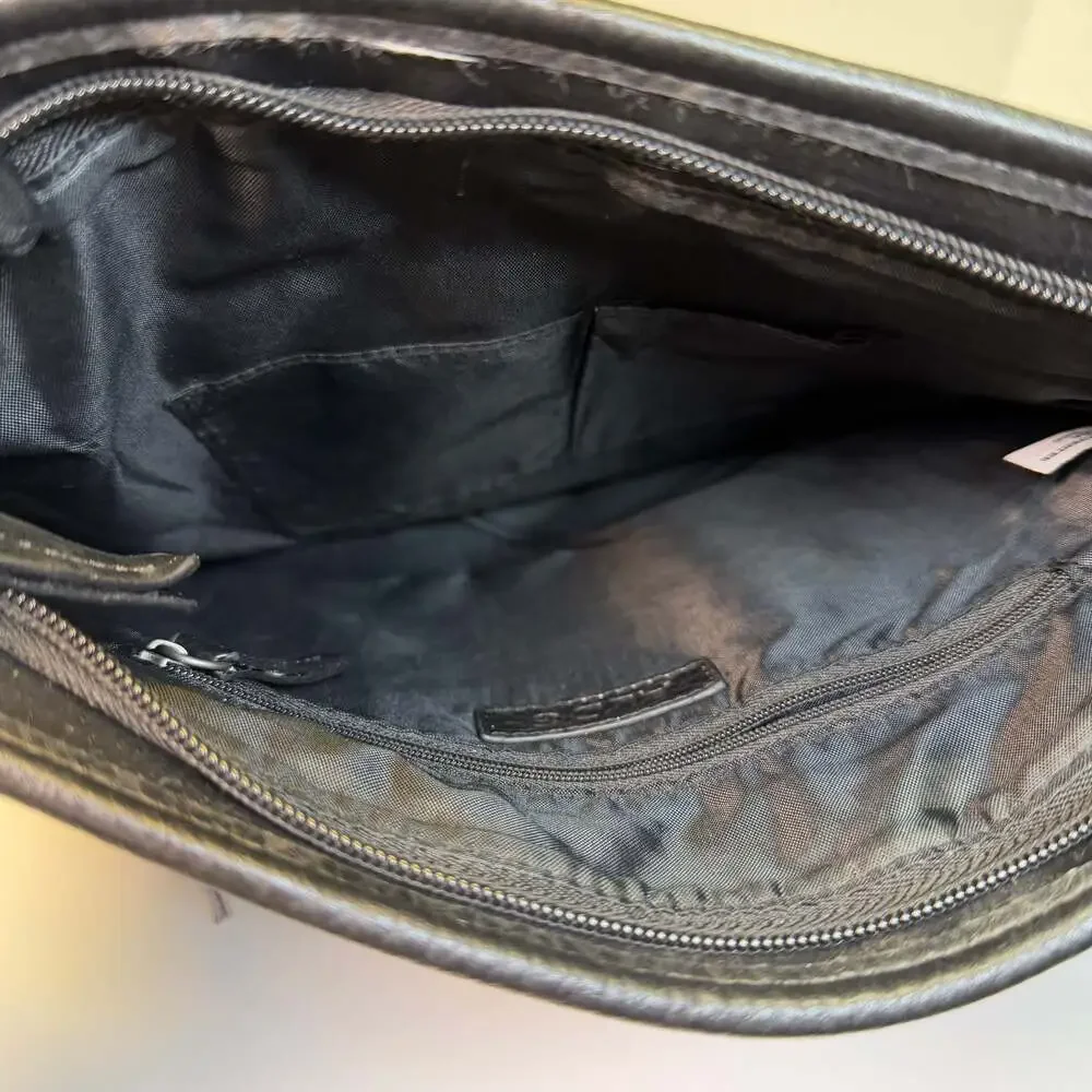 Aldo Black Leather Messenger Bag